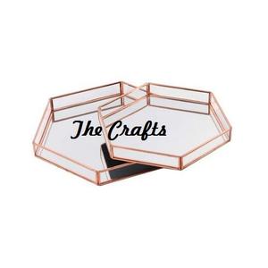 Bandeja de tocador de perfume de metal y vidrio a granel con forma cuadrada Bandeja de tocador de almacenamiento decorativa de Calidad exclusiva - Product Image 3