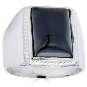 Anillo de piedra de ónix negro genuino Old Timers Anillo de moda para hombre Anillo de diamante negro de moissanita de Plata de Ley 925 sólida - Product Image 1