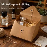 Mini pochette rétro en papier kraft avec fermeture à bouton pour cartes parfumées et cartes de visite