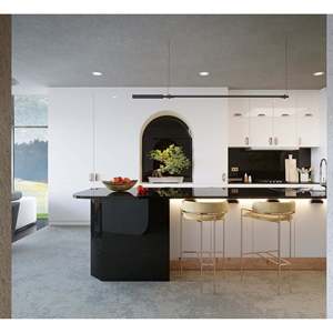 Grande dalle de quartz noir étincelant imperméable Unionstone avec un design moderne pour application murale - Product Image 2