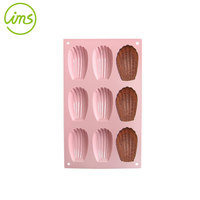 Moule à madeleines en silicone à 9 cavités, 29,5x17,3 cm, rose/bleu, durable, sans danger pour les aliments