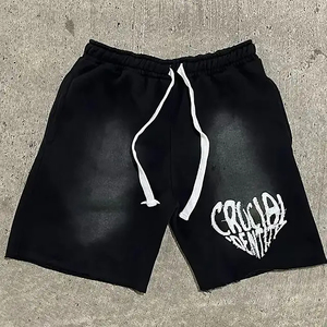 Shorts en coton décontractés d'été pour hommes, à cordon de serrage, imprimé streetwear, bleu et noir, taille élastique, coupe ample - Product Image 2