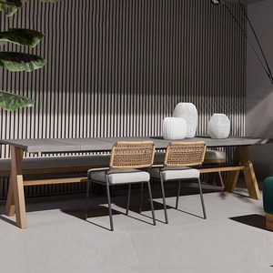 Luxury Nordic Solid Teak Wood Outdoor <b>Dining</b> Table Chair <b>Set</b> Modern Portable <b>Folding</b> Patio Furniture Waterproof Sun Proof Garden - Product Image 3