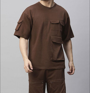 Conjunto Deportivo de 2 Piezas Vintage con Bolsillos, Transpirable, de Poliéster/Algodón, para Hombre, Camiseta y Pantalones Cortos, Conjunto Personalizado con Estampado - Product Image 4