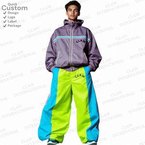 Streetwear personnalisé Survêtement coupe-vent Ensemble deux pièces Vestes surdimensionnées légères Patchwork Survêtement en nylon respirant pour hommes - Product Image 3