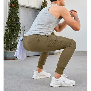 Poches zippées conique piste athlétique Slim Fit Anti-rides hommes pantalons de survêtement pantalons Anti-rides, pantalon homme, pantalon teint uni - Product Image 6