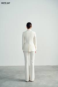 Trajes cómodos de tela ecológica para mujer, Blazers con pantalones, Chaqueta de manga larga con cuello de cuero, chaqueta con muescas AUDREY - Product Image 2