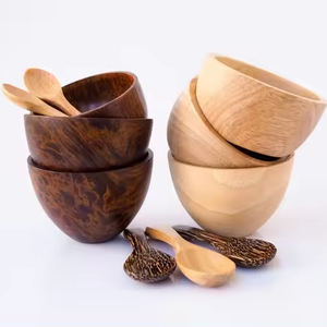 Bols en bois d'acacia brun faits à la main, logo personnalisé, style minimaliste écologique, utilisation hôtel/restauration/maison, en stock en provenance d'Inde - Product Image 1