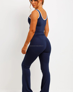 Ensemble de yoga et fitness pour femmes de qualité supérieure, respirant, à séchage rapide, motif uni, 220g, coton biologique et élasthanne, 2 pièces - Product Image 2