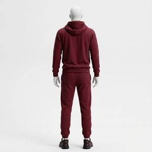 <b>Men</b> Burgundy Hoodie Tracksuit Set <b>Pullover</b> Sweatshirt Jogger Pants Premium Sportswear Gym Training Running Fitness Casual Outfit - Product Image 2