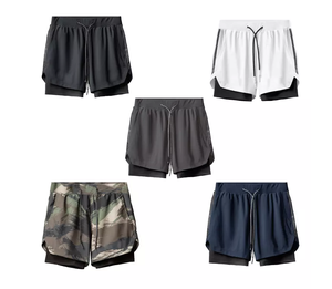 Pantalones Cortos Deportivos 2 en 1 Personalizables con Logotipo para Hombre, para Gimnasio, Correr, Trotar, con Patrón Sólido, Sublimación, Transferencia, Personalizables, Deportivos, Lisos - Product Image 2