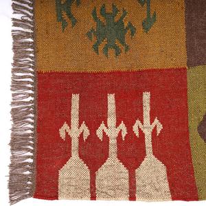 พรมปอกระเจาขนสัตว์สไตล์วินเทจทำด้วยมือมีลวดลายเรขาคณิตดีไซน์ปักหลากสีสำหรับบ้านโรงแรมสวนสำหรับพื้นที่ห้อง - Product Image 4