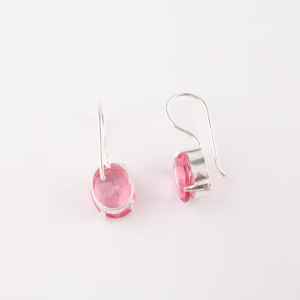 <b>Pink</b> Tourmaline Stud Earrings Handmade Sterling Silver Cute Gold Plated Jewelry October Birthstone Elegant Gift for Women - Product Image 3