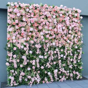 Telón de Fondo de Rosas Artificiales en 3D, Personalizado, con Peonías Rosadas, Cortina Enrollable, Pared de Flores para Decoración de Bodas - Product Image 5