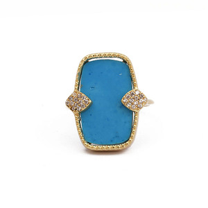 Anillos de moda minimalistas de piedras preciosas azul turquesa y CZ Ajuste de pinza chapada en oro para compromiso o fiesta anillos joyería - Product Image 5