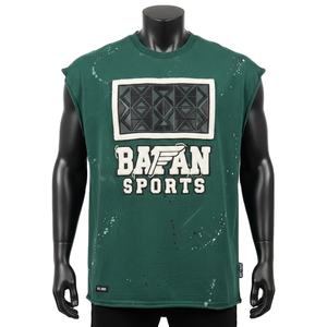 Camiseta 100% algodón para hombre, corte holgado, estampada, tela de jersey de algodón de primera calidad, transpirable, diseño de logotipo con apliques verdes. - Product Image 1