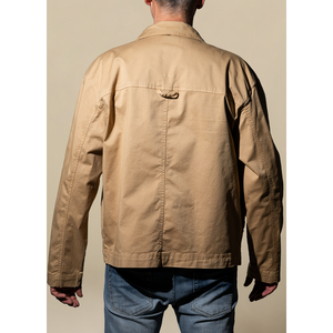 Jaket pria buatan Italia dari 97% katun 3% ea kebesaran dengan kancing penutup dan penutup kantong, jaket celup garmen untuk grosir