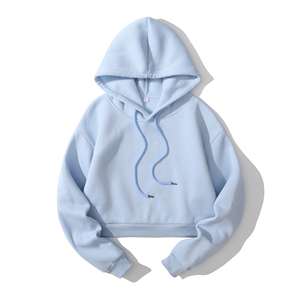 Directo de fábrica de lujo esponjoso 100% algodón de invierno de punto Streetwear abrigo de mujer Sudadera con capucha cuello con capucha logotipo frontal posición - Product Image 4