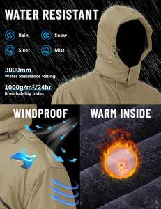 Chaqueta térmica aislada de lana resistente al agua de invierno para hombre con capucha impermeable para esquiar y snowboard Parka - Product Image 6