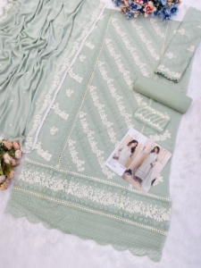 Traje paquistaní clásico con trabajo de secuencia de bordado y detalles de Zarkan Elección perfecta para mujeres para ocasiones festivas de boda - Product Image 5