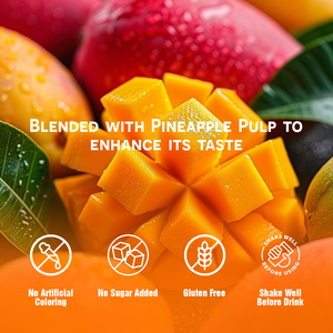 น้ำมะม่วงคั้นสด 100% ขนาด 500 มล. ไม่มีน้ำตาล พร้อมเนื้อ สำหรับแบรนด์ Brix 10 อายุการเก็บรักษา 24 เดือน รับผลิตแบบ OEM และ Private Label - Product Image 4