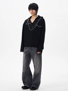 กางเกงยีนส์ขากว้างของผู้ชายผ้าฝ้าย100% เป็นมิตรกับสิ่งแวดล้อมกันน้ำซักกลางเอวขนาดพิเศษโลโก้ออกแบบได้ตามต้องการ - Product Image 3