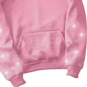 Mode à la mode hiver hommes strass à capuche avec logo personnalisé imprimé couleur unie tissu polaire conception personnalisable - Product Image 6