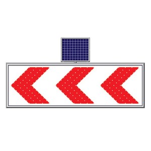 Señal de Tráfico Reflectante con Energía Solar de 150 x 50 cm, Señal de Plástico con Flecha Indicadora de Dirección Izquierda para Curvas Peligrosas, para Uso en Carreteras - Product Image 1