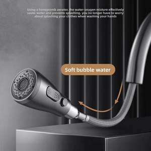 <span class=keywords><strong>Robinet</strong></span> multifonctionnel universel extractible chaud et froid 360 °   Rotation pour Rincer la Saleté Autour sans Angles Morts pour la Cuisine - Product Image 2