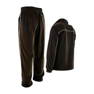 Classic <b>Mens</b> <b>Velour</b> <b>Tracksuit</b> with Zippered Jacket and Pocket Details Ideal for Sports Gym and Urban Fashion Brown - Product Image 4