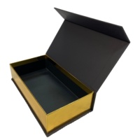 Boîte-cadeau en papier rigide en or noir de luxe écologique avec impression de logo personnalisé avec estampage par feuille pour ensemble de cosmétiques scintillants