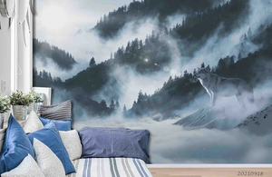 3D montaña <span class=keywords><strong>invierno</strong></span> Lobo papel pintado pared Mural extraíble autoadhesivo pegatina - Product Image 2