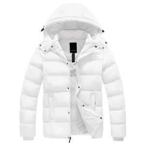 Veste matelassée en toile légère personnalisable, coupe-vent respirant de haute qualité avec fermeture à glissière à col montant pour l'hiver en extérieur - Product Image 1