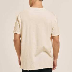 Camisetas de algodón 100% para hombre, Jersey transpirable de peso pesado con diseño en blanco sólido hecho de tela peinada y fibra de bambú - Product Image 3