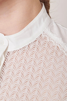 Blouse et tablier blancs à col montant pour femme grande taille, style Dirndl bavarois traditionnel pour l'Oktoberfest, en mousseline respirante, à manches courtes boutonnées