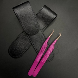 แหนบขนตาปลอมสีโรสโกลด์แบบมืออาชีพด้ามจับเพชรทำจากสเตนเลสเคลือบสีตามสั่ง - Product Image 4