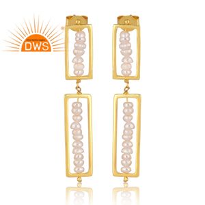 ขายดี925เงินสเตอร์ลิง18K ชุบทอง18K ต่างหูประดับลูกปัดลูกปัดมุกธรรมชาติเครื่องประดับดีเครื่องประดับสำหรับผู้หญิงของขวัญสำหรับผู้หญิง - Product Image 2