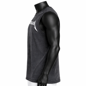 Camiseta sin mangas para hombre, estilo rockero, con estampado de letras, lavado ácido, vintage, streetwear, camiseta muscular de algodón, chaleco de verano, personalizada - Product Image 4