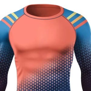 Chemises de compression à séchage rapide en tissu double couche extensible dans les quatre sens, 87% polyester, 13% élasthanne, col montant, protection contre les éruptions cutanées, MMA, BJJ - Product Image 5