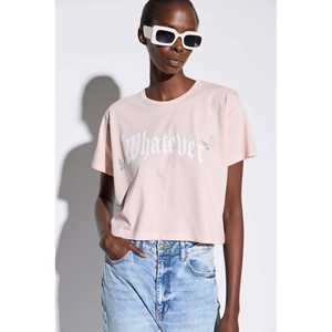 Crop top imprimé pour femmes, coupe ajustée, 100% coton et élasthanne, respirant, style décontracté d'été avec décoration de logo, taille XS - Product Image 3