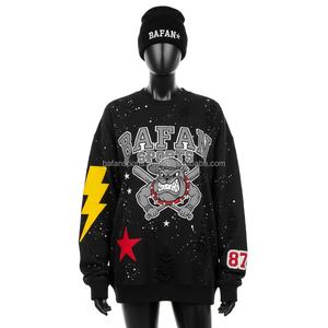 สเวตเชิ้ตขนแกะสีดำสำหรับผู้หญิงเสื้อสเวตเตอร์ระบายอากาศได้ดีปักโลโก้ได้ตามต้องการ - Product Image 1