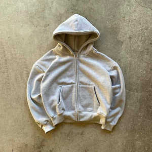 Soleil personnalisé fané fermeture éclair français éponge Streetwear acide lavage hommes fermeture éclair Rivet lourd strass à capuche - Product Image 4