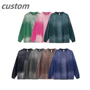 Heavyweight 300gsm <b>Men</b> Cotton <b>Tshirt</b> Custom Digital Print Acid Wash Sun Faded T-shirts Vintage Distressed T Shirts for <b>Men</b> - Product Image 3