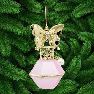 Haute qualité populaire noël nouvel an décoration suspendue Transparent rouge or impression acrylique 3D bouteille de parfum ornement - Product Image 3