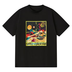 T-shirt décontracté tendance à col en V et manches courtes pour adultes, 100 % coton, écologique, doux, style hip-hop, logo personnalisé - Product Image 4