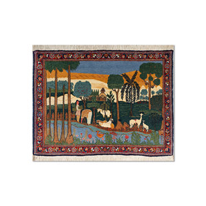 Tapis en laine noué à la main Aalam Blue Pae-6428, motif original, rectangulaire, pour salon, 9x12, décoration de couloir pour adolescents, pour usage domestique - Product Image 1