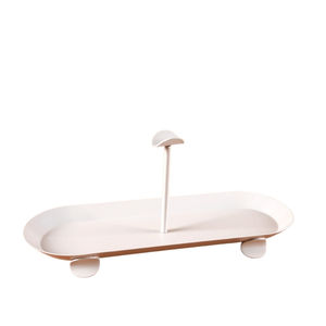 Plateau de service blanc Mate moderne avec poignées centrales artisanat en métal pour servir des collations de bonbons aux noix - Product Image 2