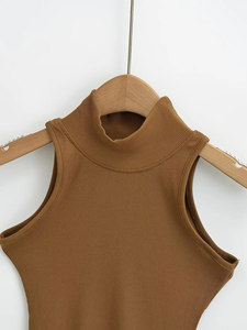 T-shirt court OEM pour femmes, débardeur solide, haut Streetwear, tricot côtelé extensible, modal, débardeur décontracté pour femmes avec service OEM - Product Image 3