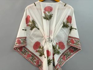 Caftan en coton pour femmes Robe Maxi d'été confortable avec impression bloc à la main Beach Cover Ups Vêtements de nuit Robes décontractées d'Inde - Product Image 6