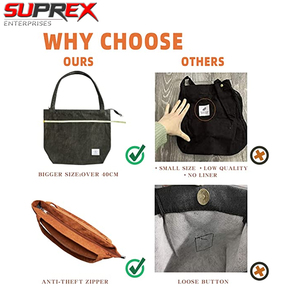 กระเป๋าถือ SUPREX Enterprises SE-109 ผ้าคอร์ดูรอยแบบสั่งทำพิเศษ ขนาดใหญ่ ป้องกันการโจรกรรมด้วยซิป กระเป๋าสะพายไหล่ลำลองสำหรับผู้หญิง ใช้สำหรับช้อปปิ้ง - Product Image 3